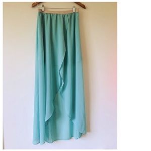 Asymmetric Mint Skirt